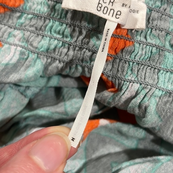 Anthropologie Blue and Orange Smocked Puff Sleeve Blouse - Picture 6 of 10